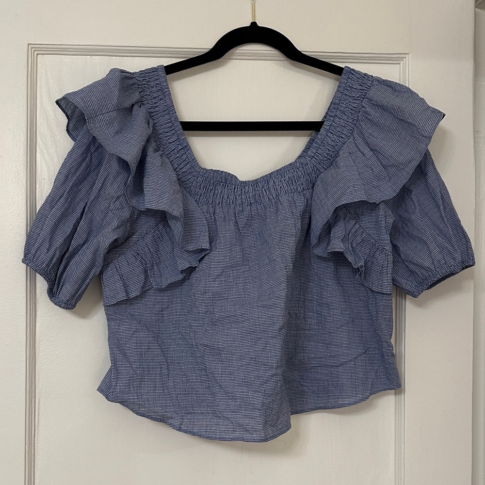 Zara Blue Ruffled Blouse
